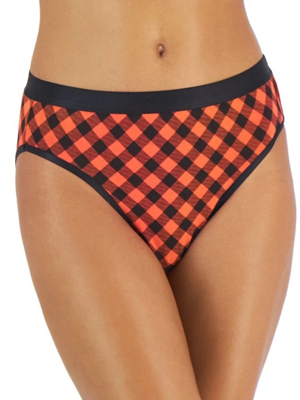 Jenni Women's Hi-Cut Bikini Panty Underwear, Red Buffalo Plaid